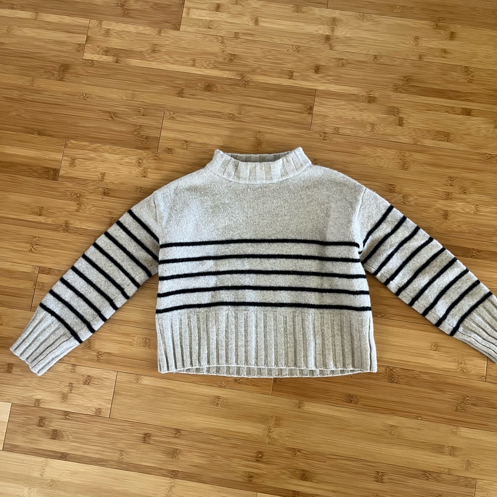 Reformation Beige Striped Cropped Merino Wool Sweater - Picture 9 of 9